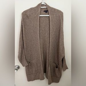 American Eagle Outfitters Cozy Open-Front Cardigan - Taupe Brown